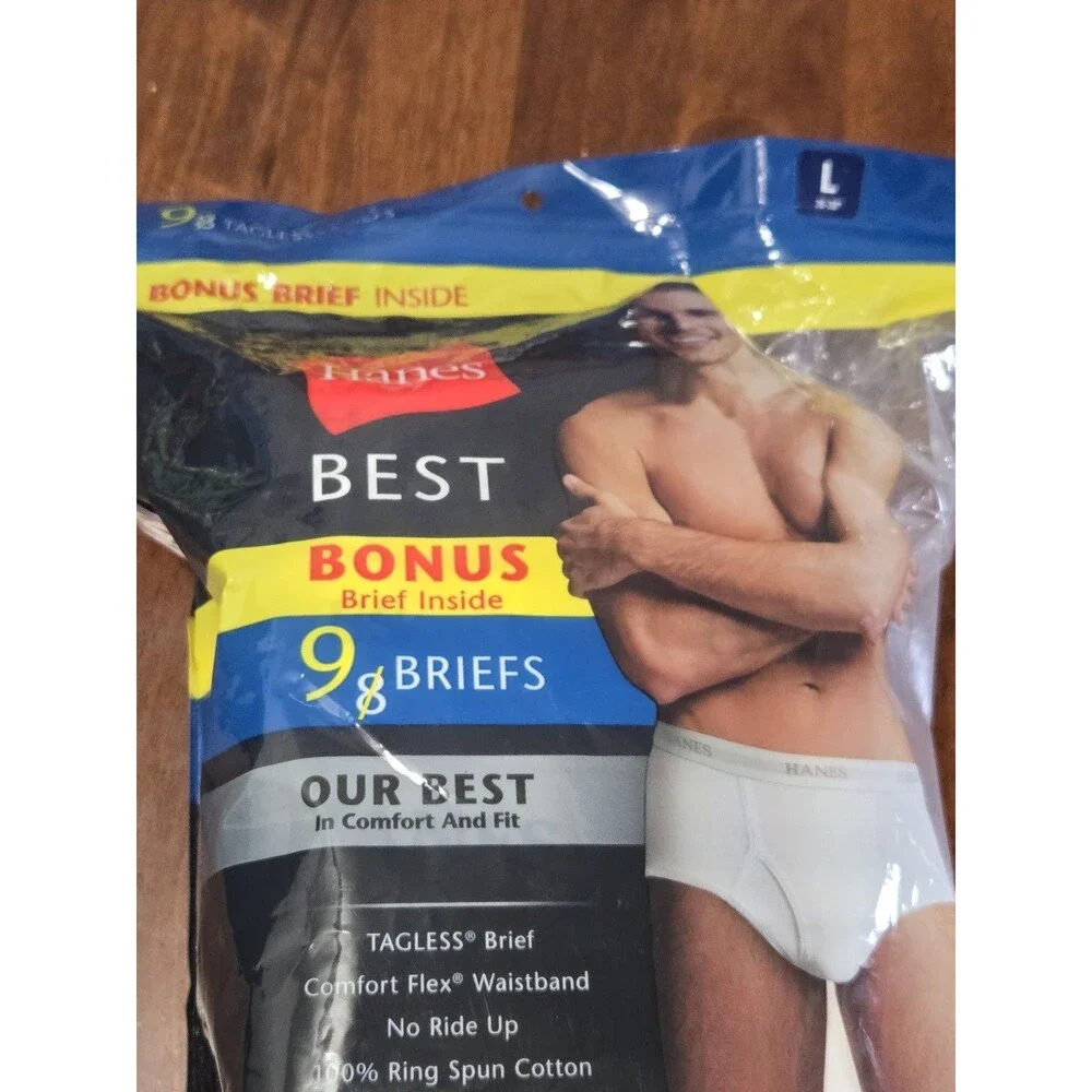 Hanes Best Tagless Men's Briefs Comfort Flex No Ride Up White 9-Pack L